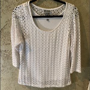 JM Collection White Lace Top